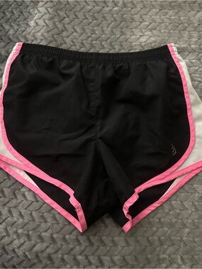 be inspired Black Athletic Shorts with Pink Trim